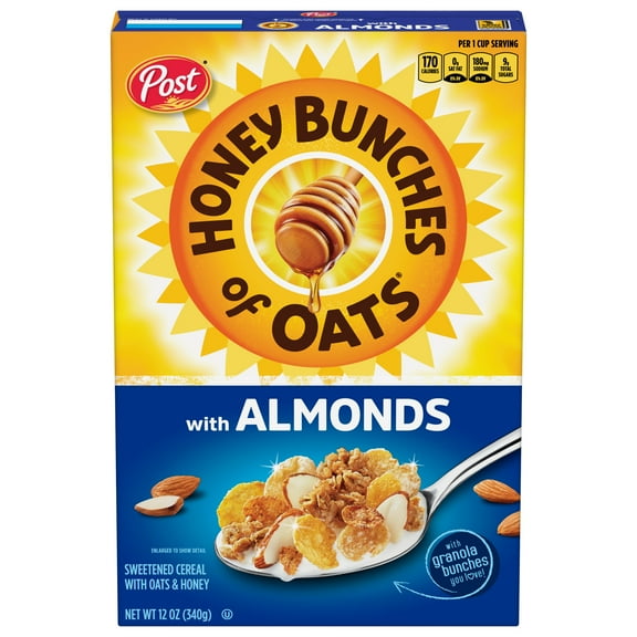 Pack of 2 Post Honey Bunches Of Oats with Almonds Cereal, 12 oz (Package May Vary)