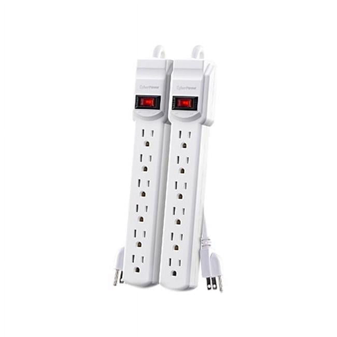 Pack of 2 Power Strip 6 Outlets 2 Cord