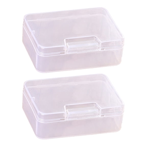 Pack of 2 Practical Small Clear Boxes with Hinged Lids for Storing and Sorting Beads, Necklaces, and Craft Materials