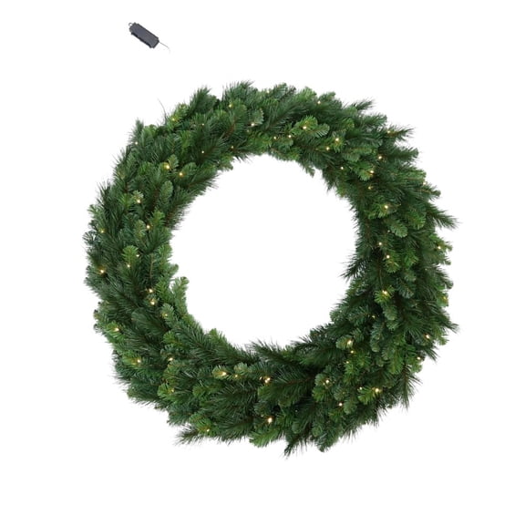 Pack of 2 Pre-Lit 48'' Deluxe Evergreen Pine Christmas Wreath with 150 LED Battery Timer Light Large Christmas Front Door, Wall & Holiday Dcor