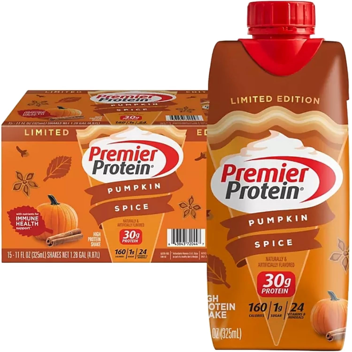 Pack of 2 - Premier Protein 30G High Protein Shake, Pumpkin Spice (11 ...