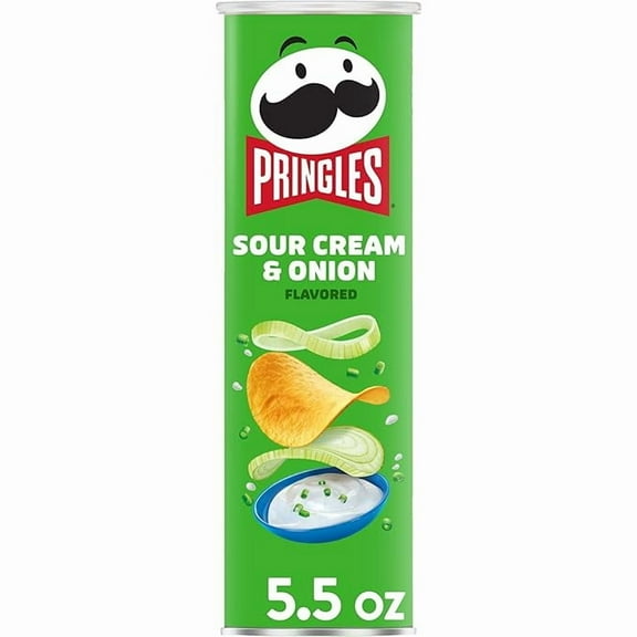 Pack of 2 Pringles Potato Crisps Chips, Lunch Snacks, On-The-Go Snacks, Sour Cream and Onion, 5.5oz Can (1 Can)