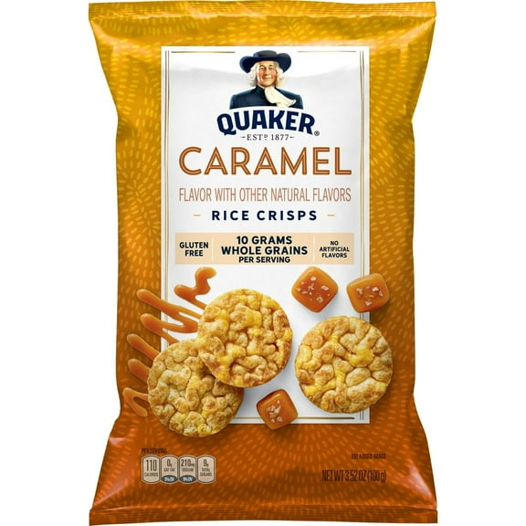 Pack of 2 Quaker Caramel Rice Crisps, 3.52 oz,.