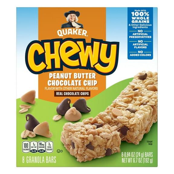 Pack of 2 Quaker Chewy Peanut Butter Chocolate Chip Granola Bars, 8 ct (Package May Vary)