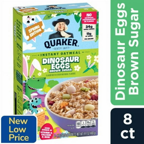 Pack of 2 - Quaker Dinosaur Eggs Brown Sugar Instant Oatmeal 8 ct