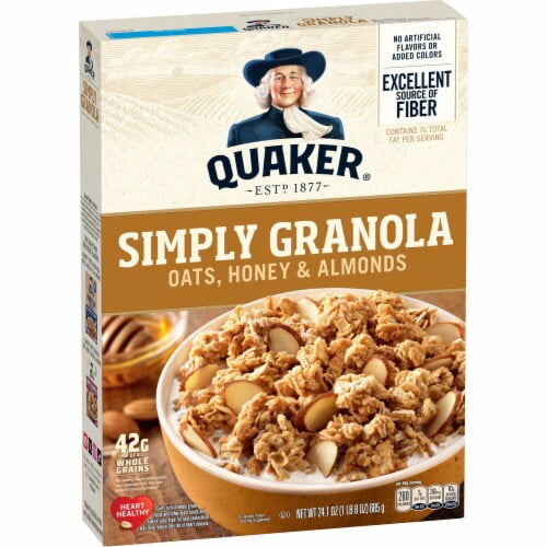 Pack of 2 - Quaker Simply Oats Honey & Almonds Granola 24.1 oz Packaging May Vary