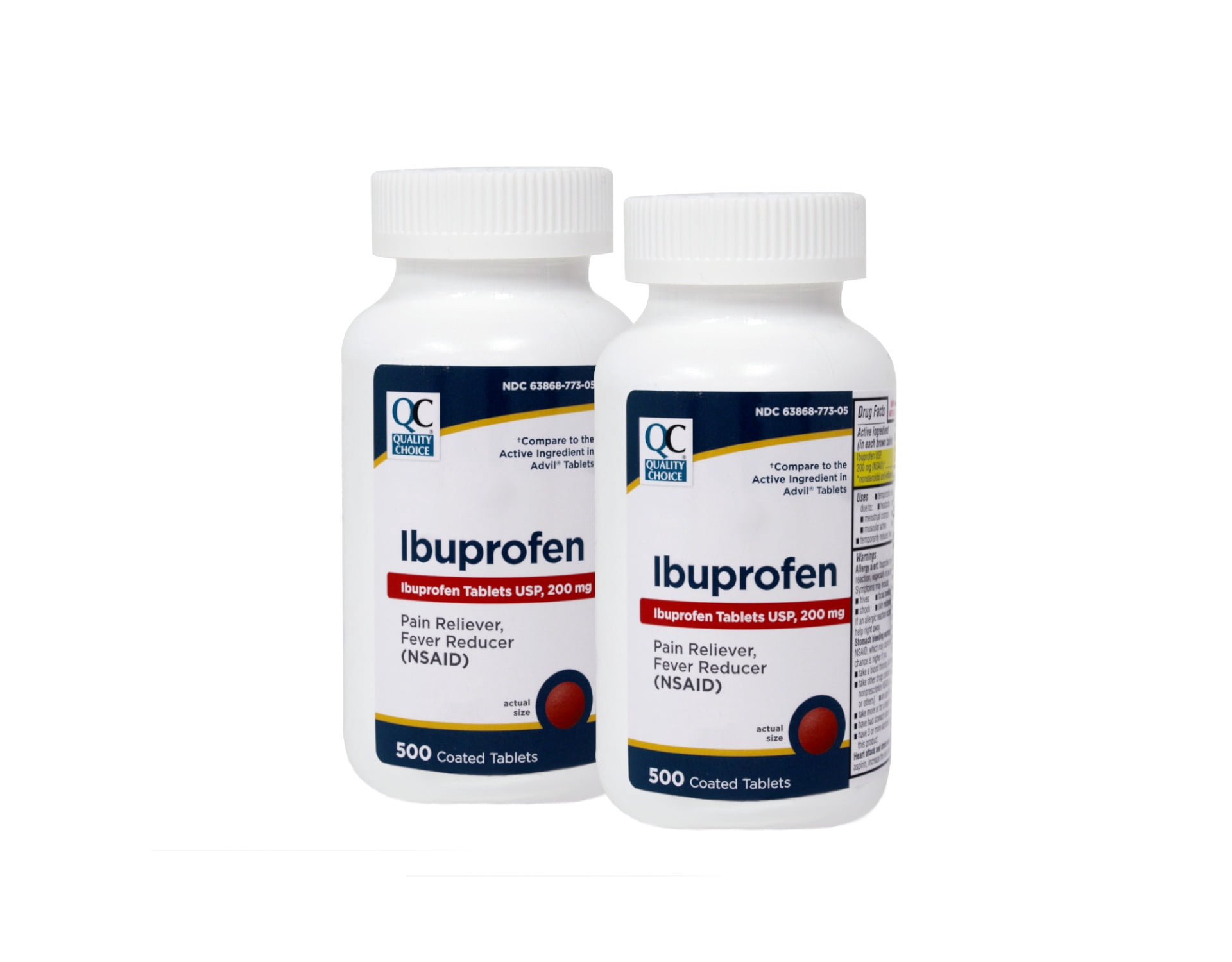 Pack of 2 Quality Choice Ibuprofen 200mg. Tablet 500 Count Each