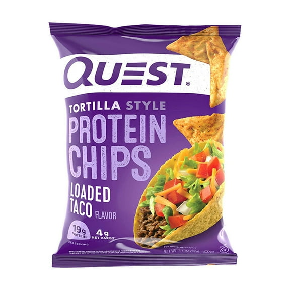 Pack of 2 - Quest Nutrition Loaded Taco Tortilla Style Protein Chips, 19G Protein, 4G Net Carb, Low Carb, Gluten Free, 1.1 Oz (Pack Of 12)