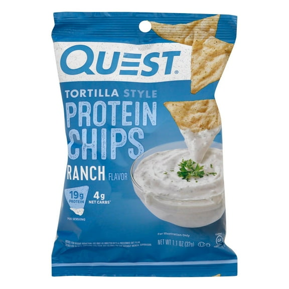 Pack of 2 Quest Tortilla-Style 19g Protein Chips - Ranch, 1.1 oz (Package May Vary)