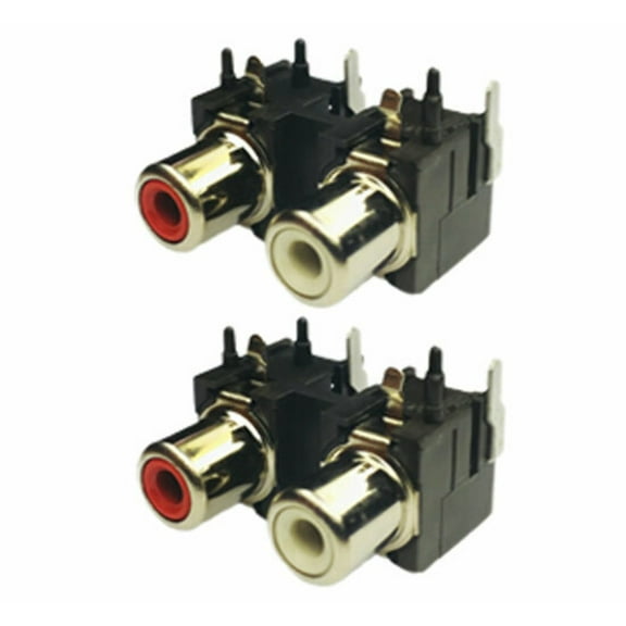 Pack of 2 RED WHITE PCB Mount 2 Port Right - Left RCA Female Stereo Aux Audio Video Jack AV Connector