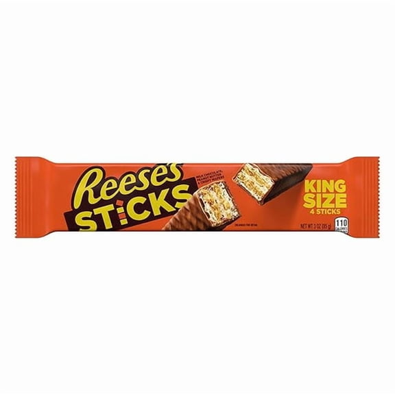 Pack of 2 - REESE'S STICKS Milk Chocolate Peanut Butter Wafer King Size Candy Pack 3 oz
