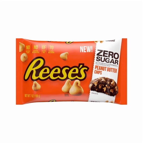Pack of 2 - REESE'S Zero Sugar Peanut Butter Baking Chips Bag 7 oz
