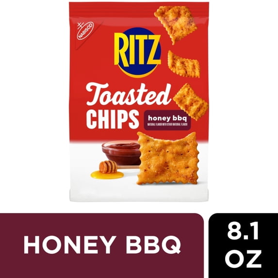 Pack of 2 RITZ Toasted Chips Honey BBQ Crackers, 8.1 oz (Package May Vary)