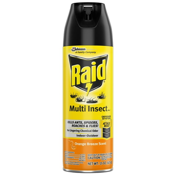 Pack of 2 Raid Multi Insect Killer - Orange Breeze, 15 oz (Package May Vary)