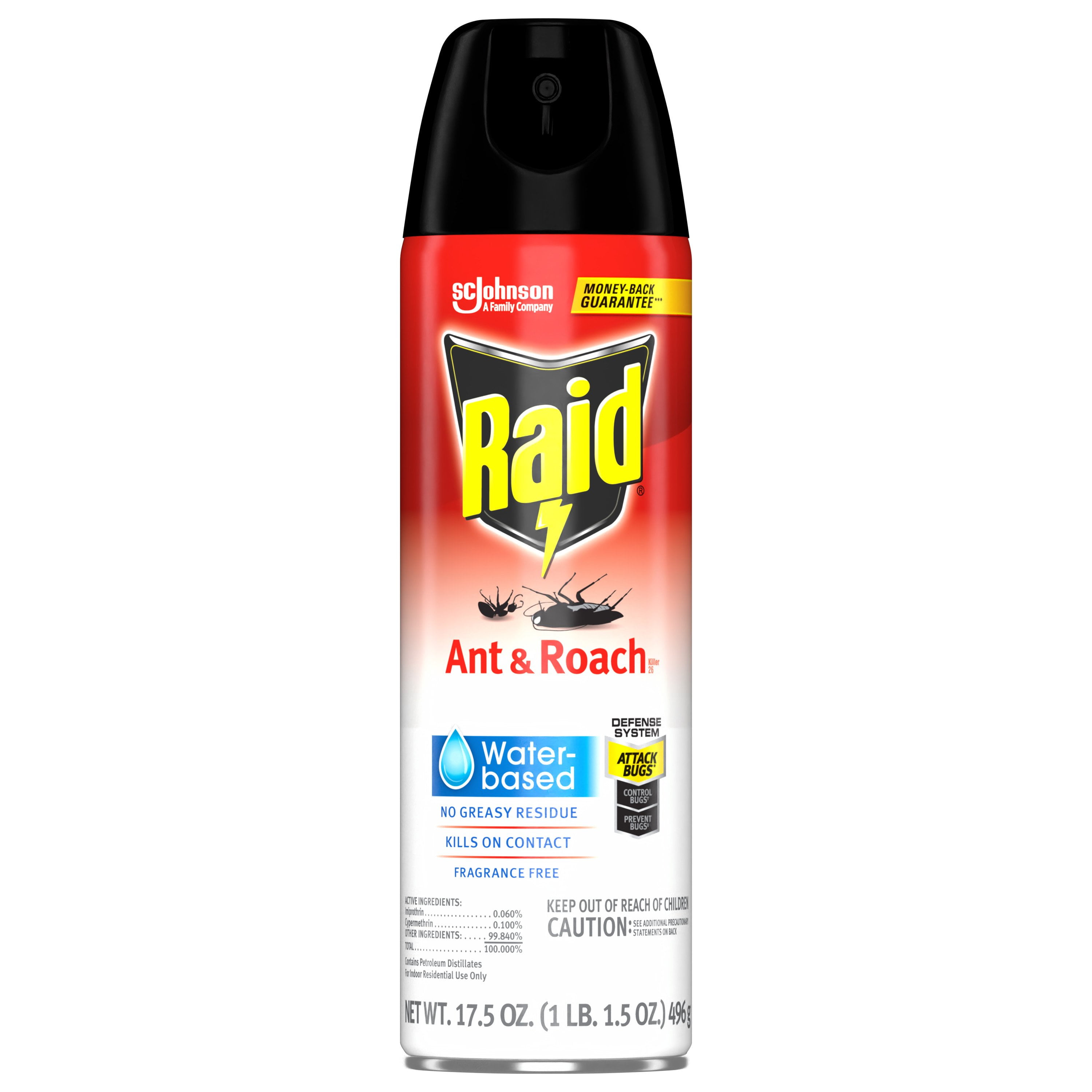 Pack of 2 Raid Water-Based Ant & Roach Indoor Bug Spray, 17.5 oz (Package May Vary)
