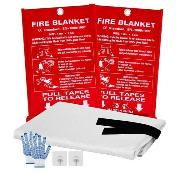 Pack of 2 - RapidoFire Emergency Fire Blankets, Flame Retardant Protection and Heat Insulation Designed for Kitchen, Fireplace, Grill, Car, Camping
