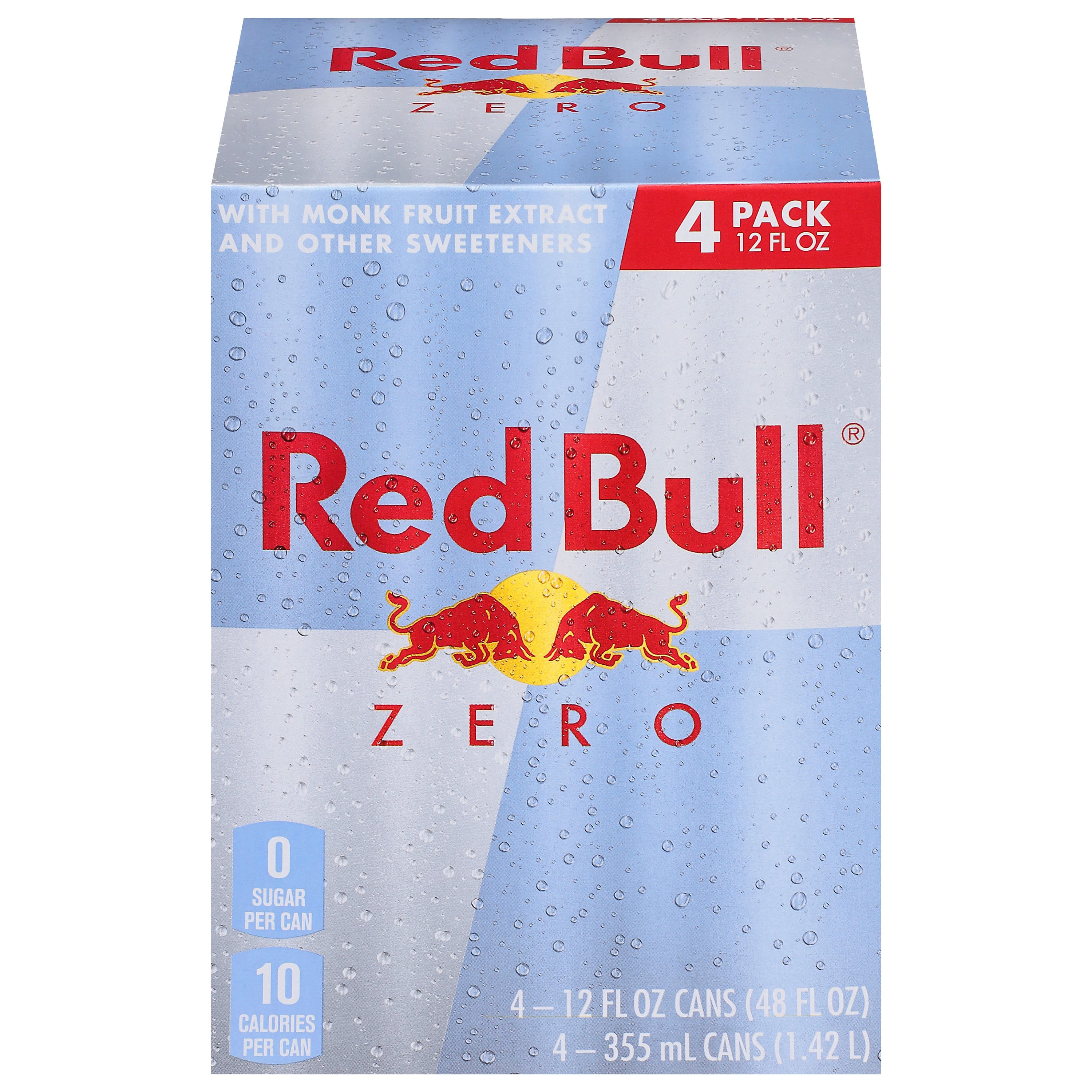 Pack of 2 Red Bull Zero Sugar Energy Drink 4 pk Cans, 12 oz (Package May Vary)