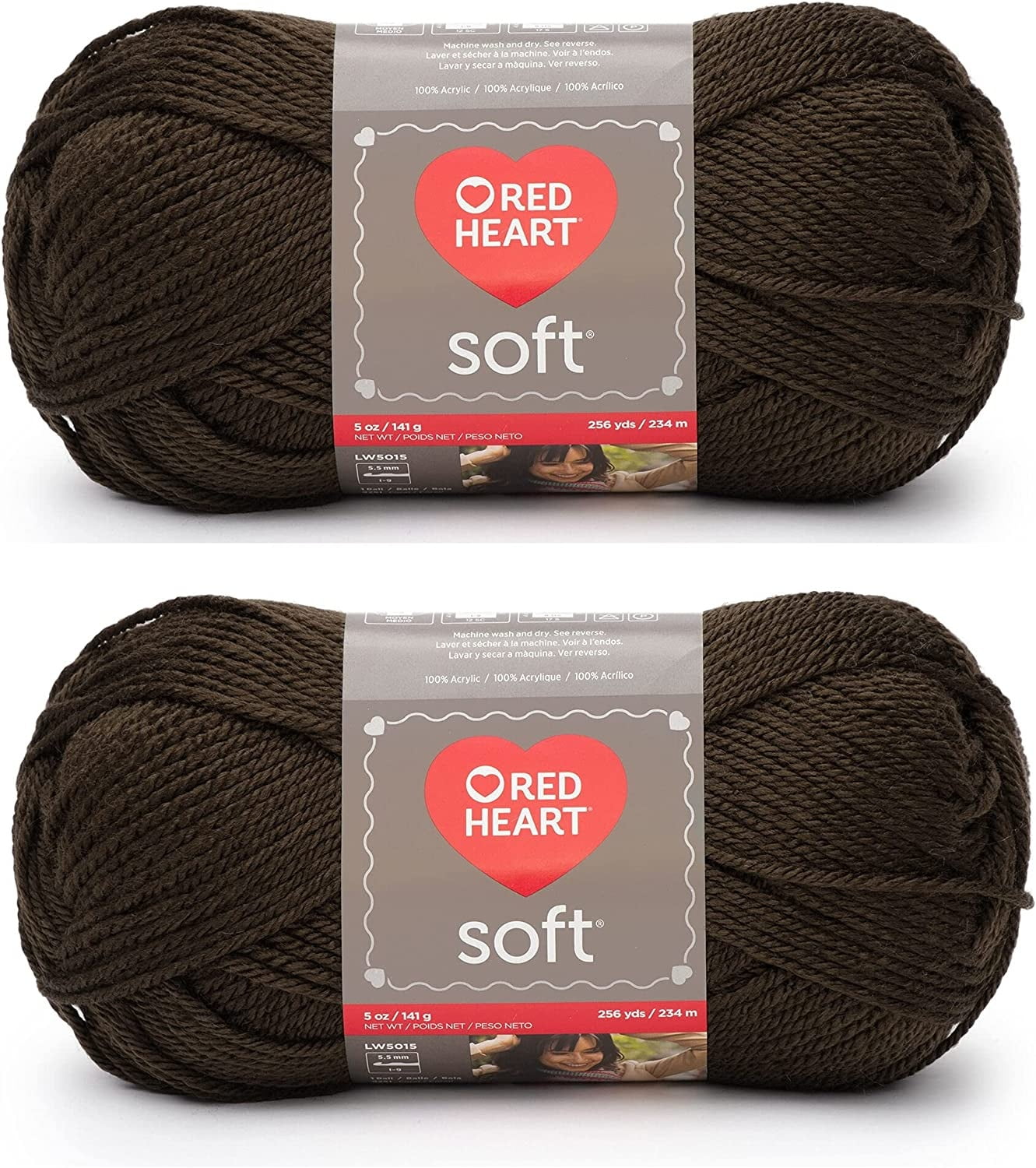 (Pack of 2) Red Heart Soft Yarn-Chocolate