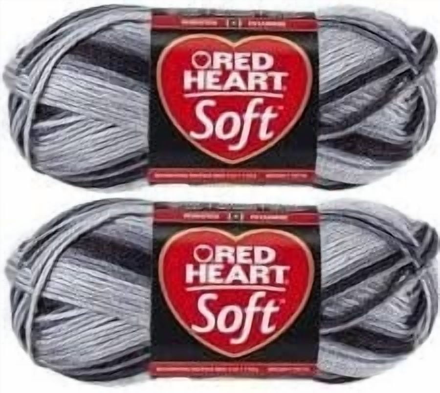 (Pack of 2) Red Heart Soft Yarn-Greyscale