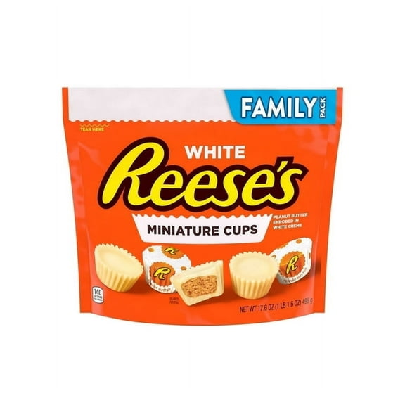 Pack of 2 Reese's Miniatures White Creme Peanut Butter Cups Candy, Family Pack 17.6 oz