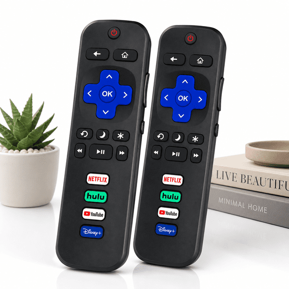 (Pack of 2) Replacement Remote Control for Roku TVs,Compatible for TCL/Hisense/Onn/Philips Roku Smart TVs (Not for Roku Stick and Box)