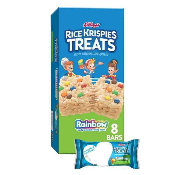 Pack of 2 - Rice Krispies Treats Marshmallow Snack Bars, Kids Snacks, Lunch Snacks, Rainbow, 5.6Oz Box (8 Bars) Packaging May Vary