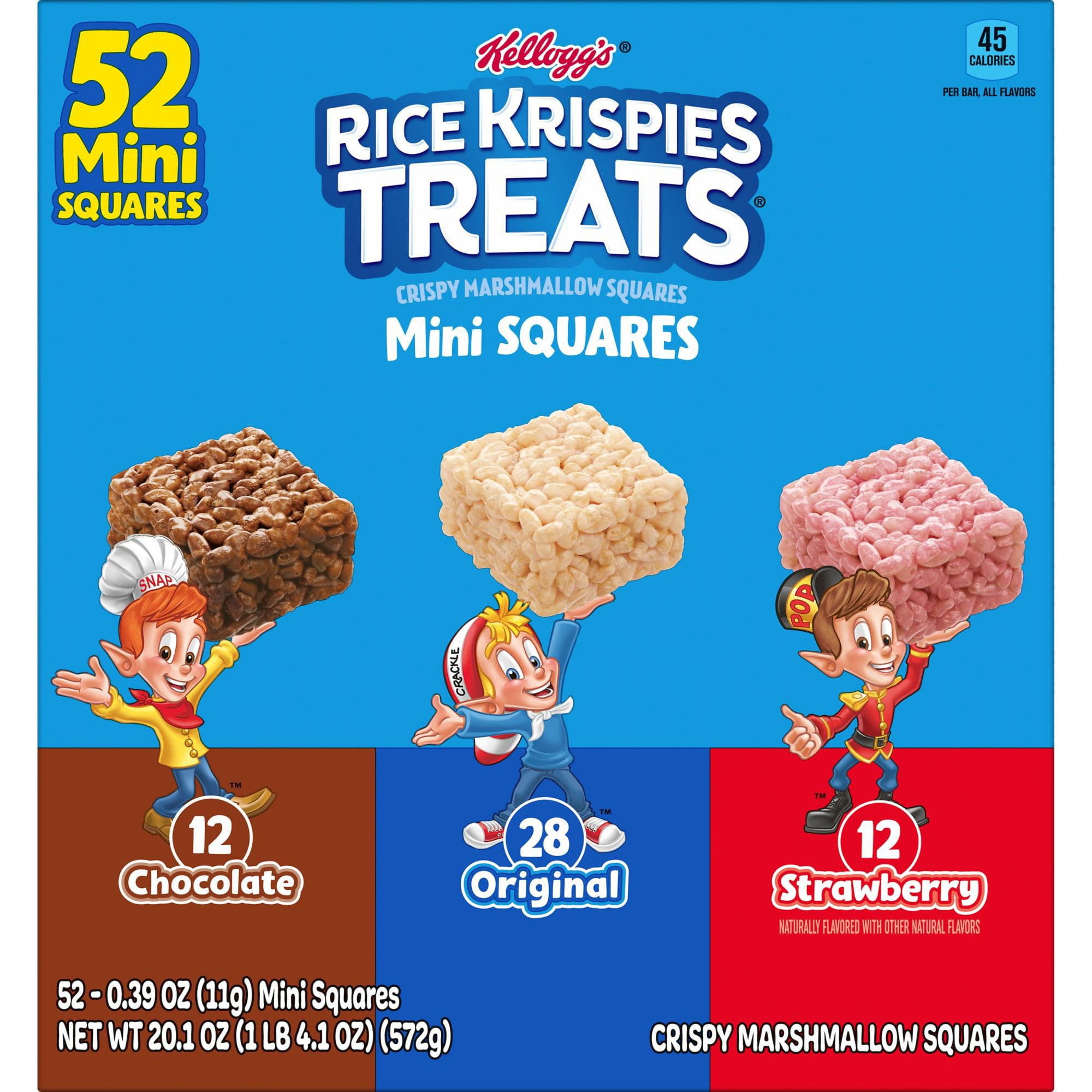 Pack of 2 Rice Krispies Treats Variety Pack Mini Marshmallow Snack Bars, 20.1 oz, 52 ct (Package May Vary)