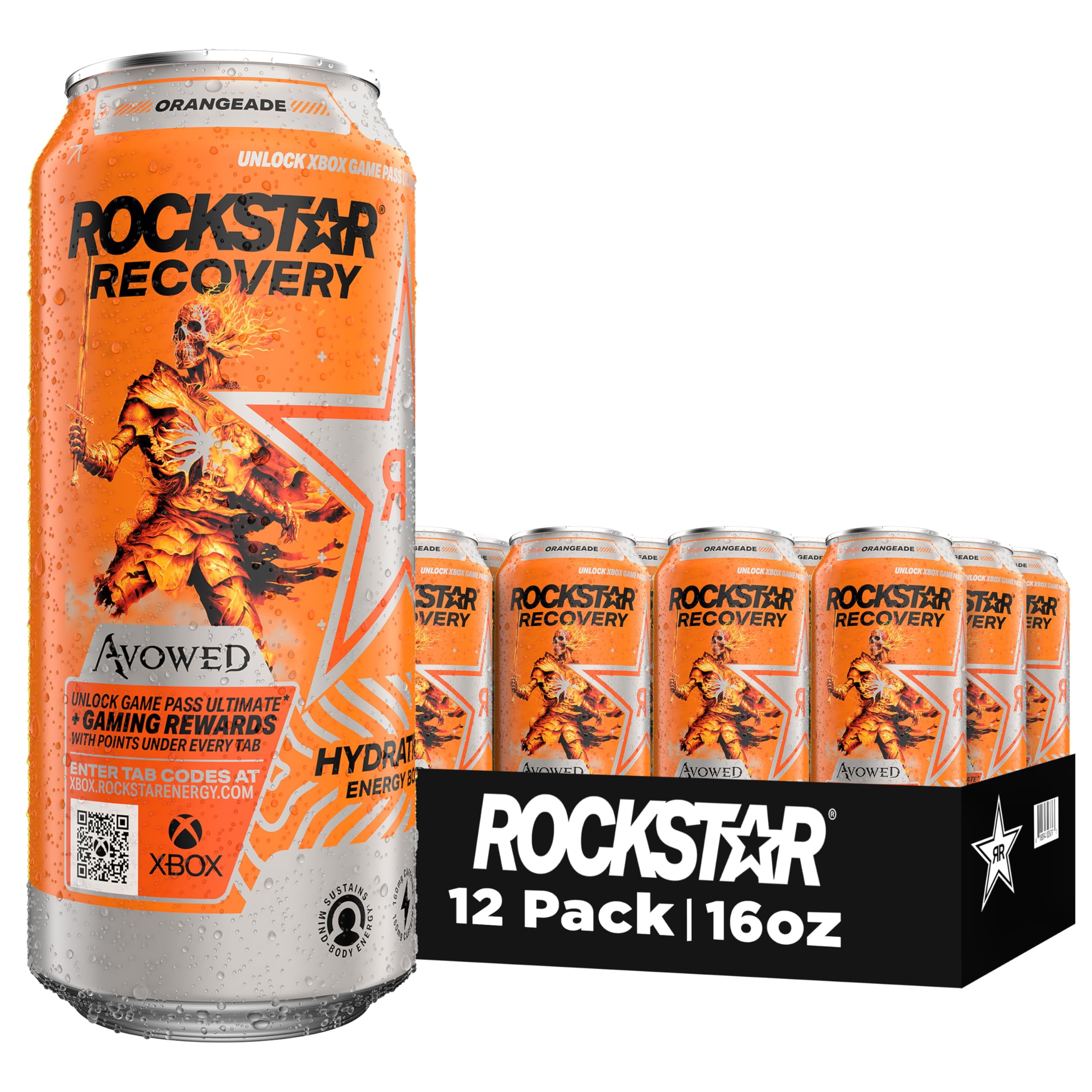 Pack of 2 - Rockstar Energy Drink With Caffeine Taurine And Electrolytes, Recovery Orange, 16 Fl Oz (Pack Of 12)