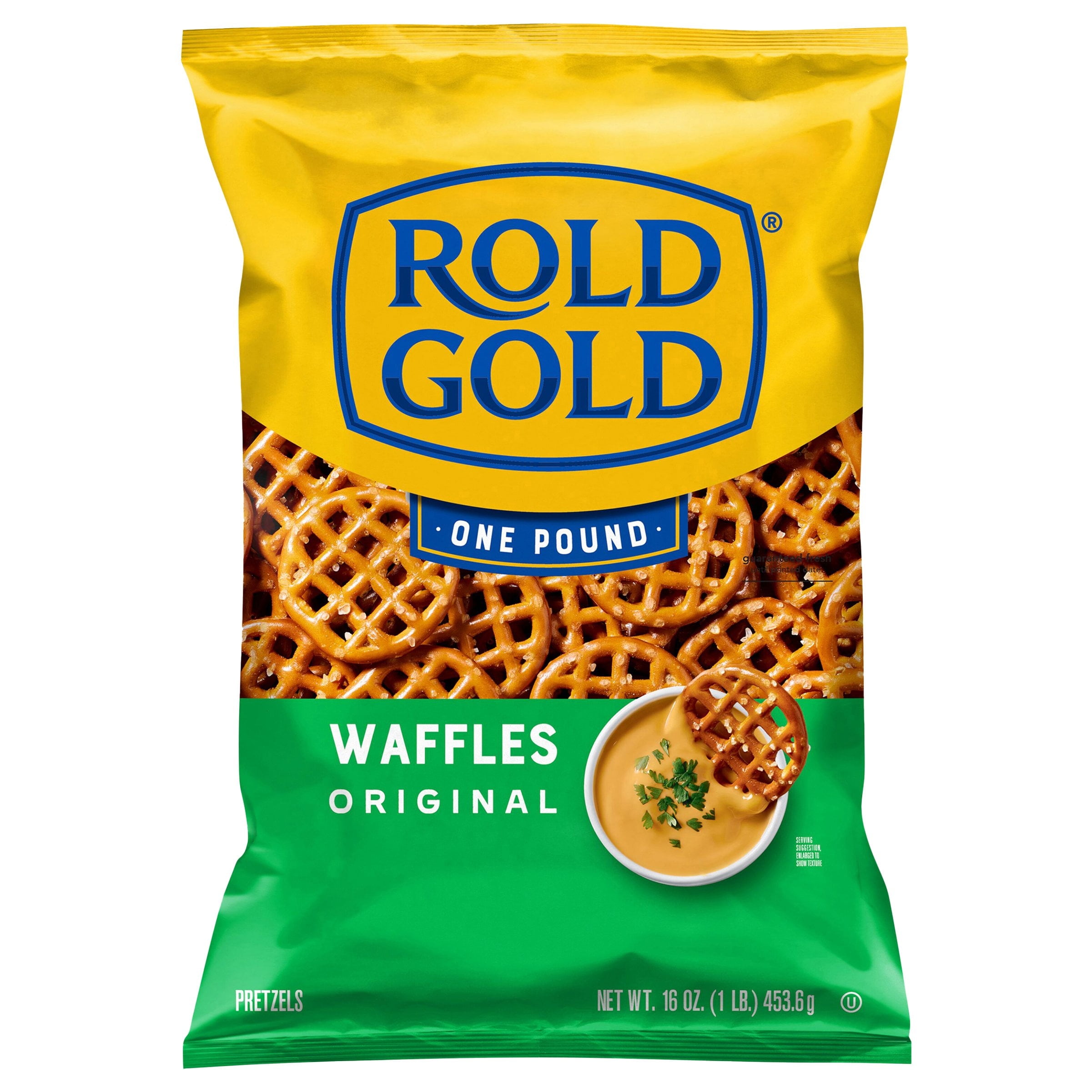 Pack of 2 Rold Gold Waffles Pretzels - Original, 16 oz (Package May Vary)
