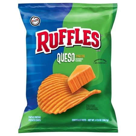 Pack of 2 Ruffles Queso Cheese Potato Chips, 6.5 oz (Package May Vary)