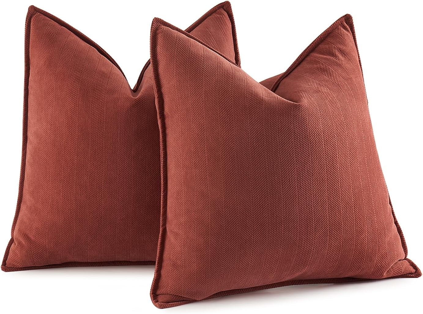 Pack of 2 Rust 20x20 Inch Decorative Pillow Covers Soft Chenille Couch Throw Pillows Farmhouse Cushion Covers for Sofa Bedroom Living Room