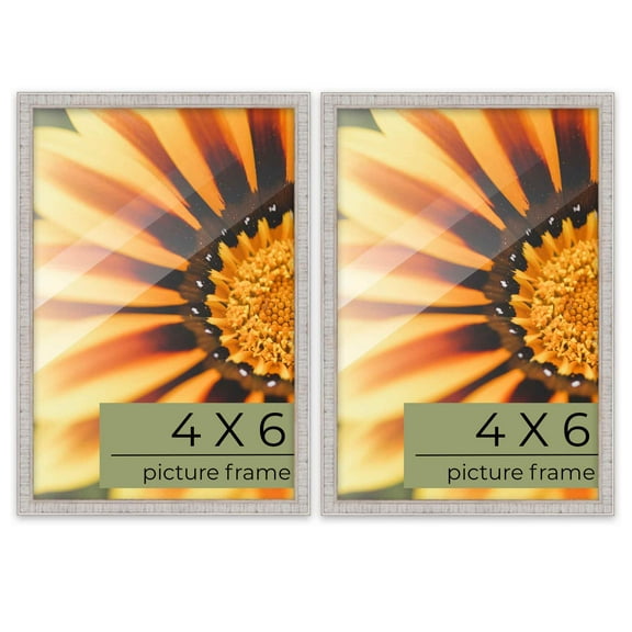 Pack of 2 Rustic White 4x6 Picture Frames | Solid Wood | UV-Resistant Acrylic | Easy Gallery Wall