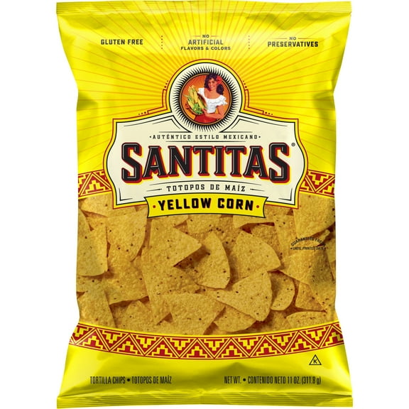 Pack of 2 SANTITAS Yellow Corn Tortilla Chips, 11 oz (Package May Vary)