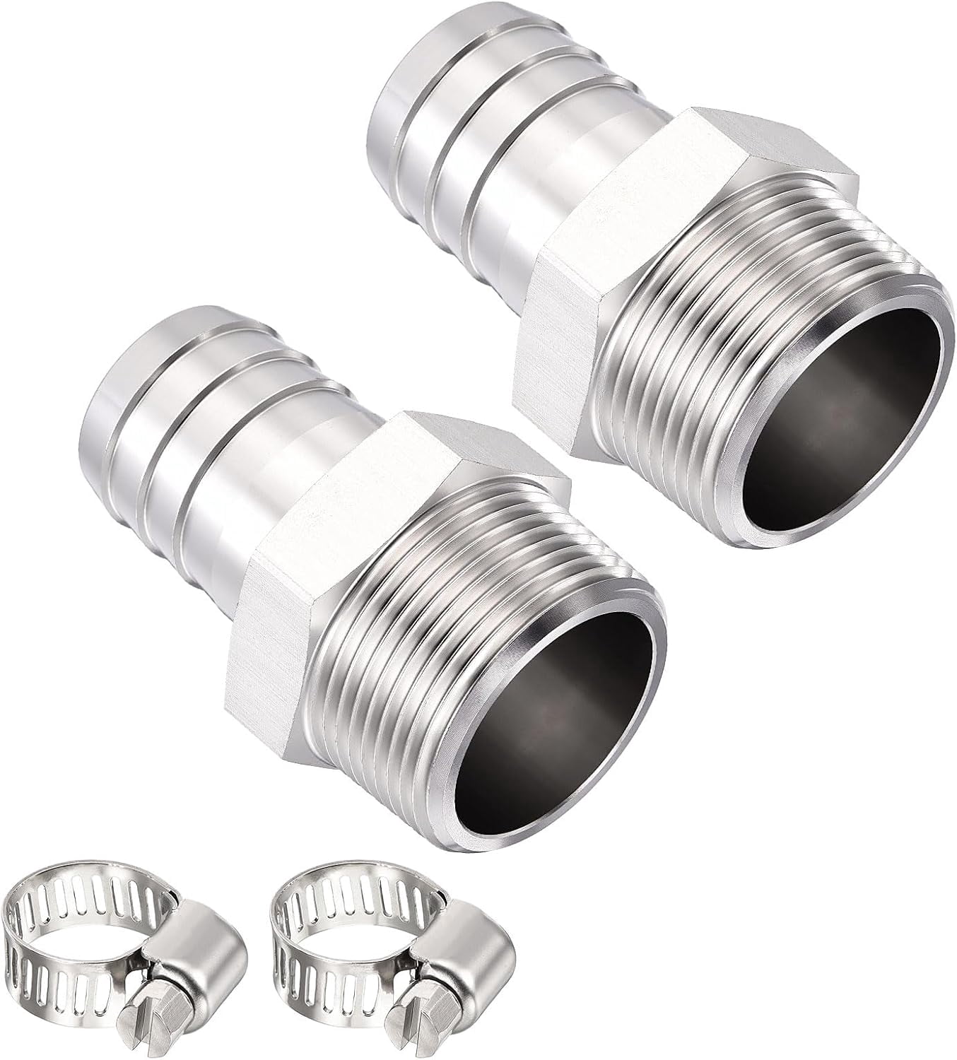 Barb Style Pack of 2, SUS304 Hose Barb Fitting 1 1/4