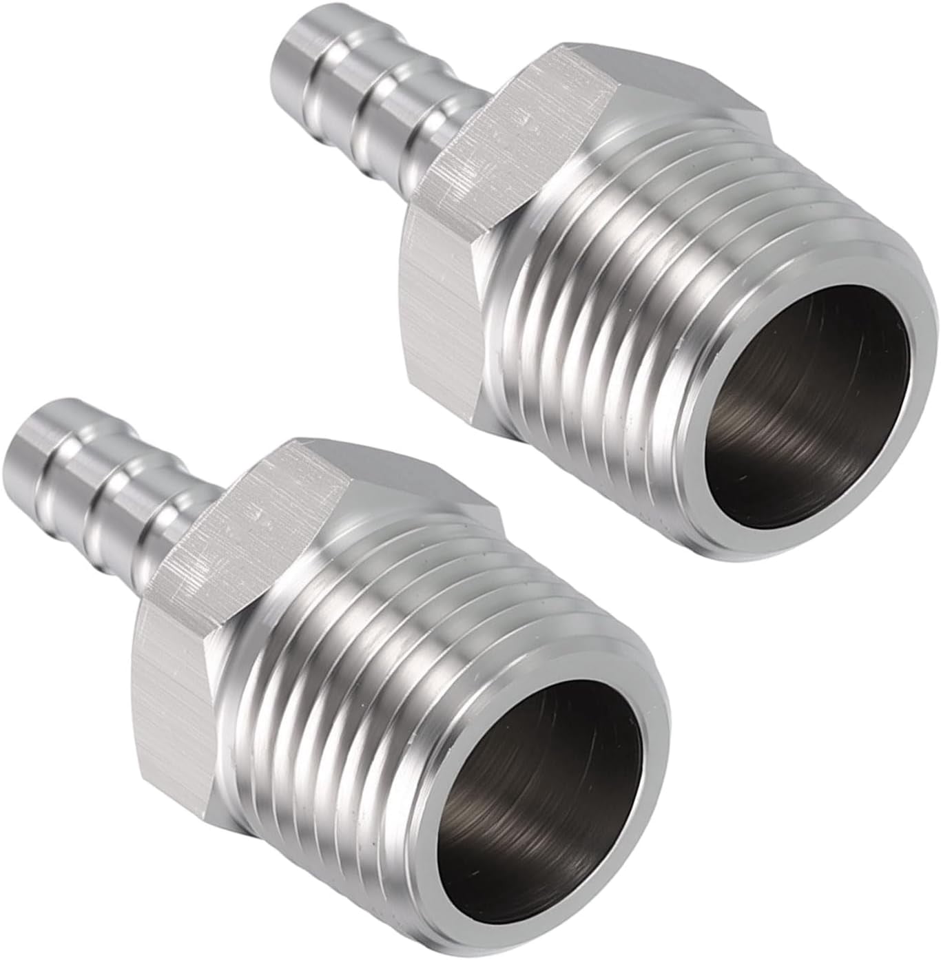 Barb Style Pack of 2, SUS304 Hose Barb Fitting 1/4