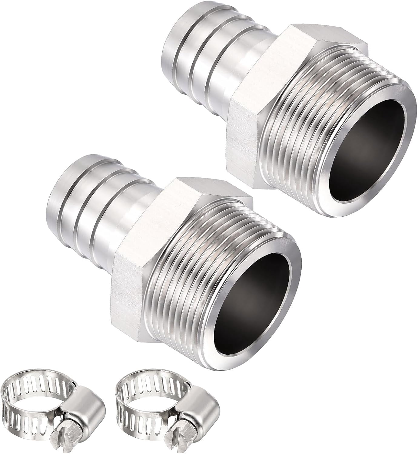 Barb Style Pack of 2, SUS304 Hose Barb Fitting 3/8