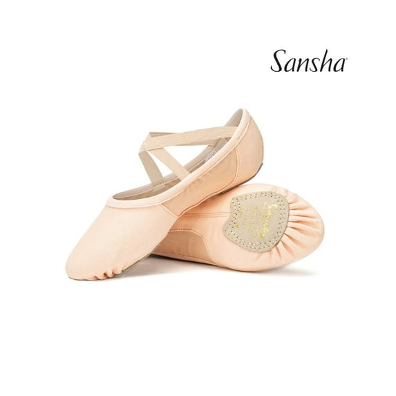 Sansha SLIM Stretch Canvas Ballet Shoes, The Ultimate Slipper for a Flawless, Slim-Fit Line (2-Pack), Black, Size 10 W