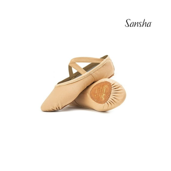 Sansha NEW-YORKER Canvas Ballet Shoes, The Perfect Split-Sole Slipper for Studio & Stage (2-Pack), Light tan, Size 06 M