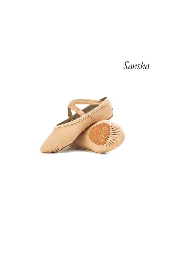 NEW-YORKER Canvas Ballet Shoes, The Perfect Split-Sole Slipper for Studio & Stage (2-Pack), Light tan, Size 10 M