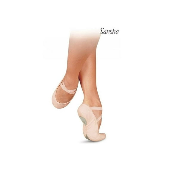 SANSHA PRO1C Canvas Split-Sole Ballet Slippers, Fle-Med tan, Size 18 W, 2-Pack