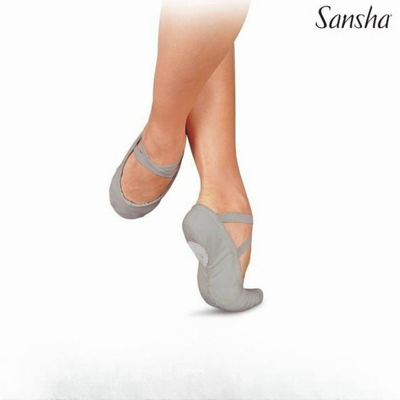 SANSHA PRO1C Canvas Split-Sole Ballet Slippers, Light grey, Size 14 X, 2-Pack