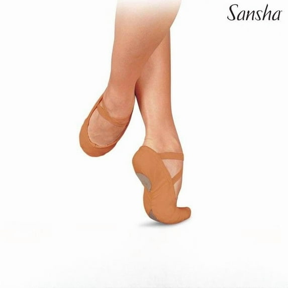 SANSHA PRO1C Canvas Split-Sole Ballet Slippers, Sienna, Size 07 M, 2-Pack