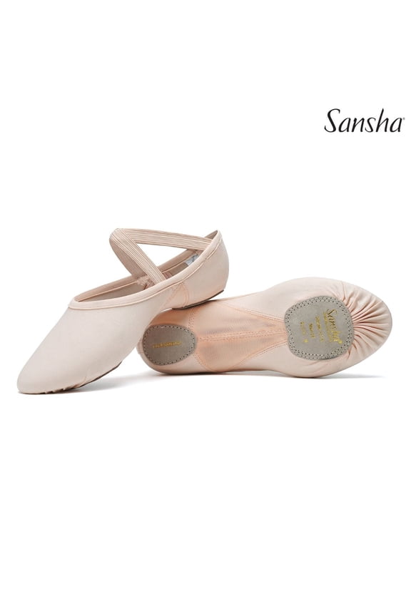 FLEX-STRETCH Canvas Ballet Shoes, Ultimate Flexibility for a Flawless Pointe (2-Pack), Sand, Size 08 M