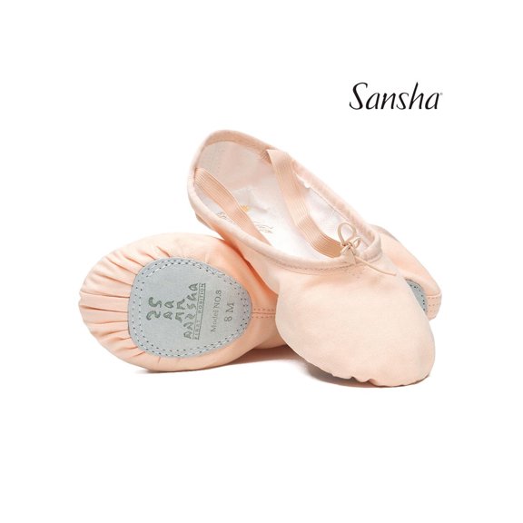 Sansha ENTRECHAT (S8c) Split-Sole Ballet Slippers with Canvas Upper (2-Pack), Pink, Size 03 M