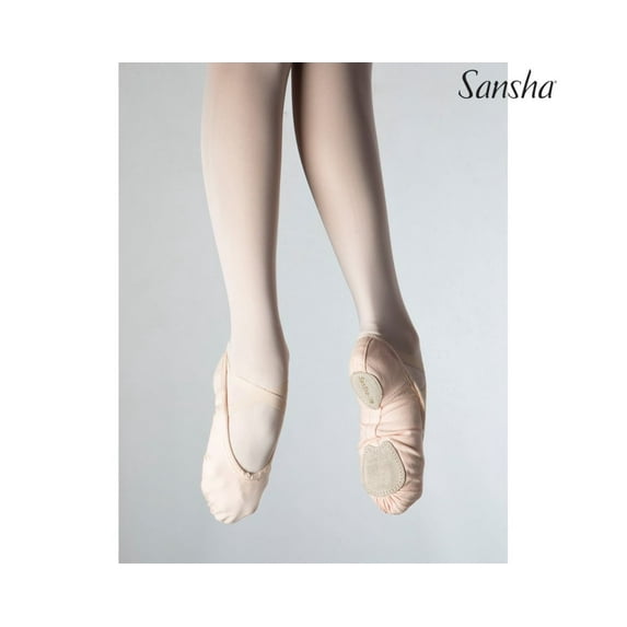SANSHA-LITE S99c Women's Stretch Canvas Split-Sole Ballet Slippers, White, Size 08 W, 2-Pack