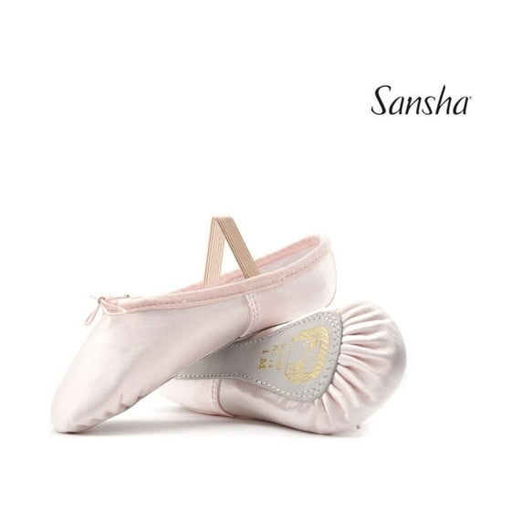 Sansha STAR S14s Children's Full Sole Ballet Slippers, Elegant Satin for Beginners & Recitals (2-Pack), UK pink, Size H M