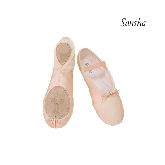 Sansha STAR-SPLIT Youth Satin Ballet Shoes with Leather Split-Sole for Girls (2-Pack), Black, Size I M