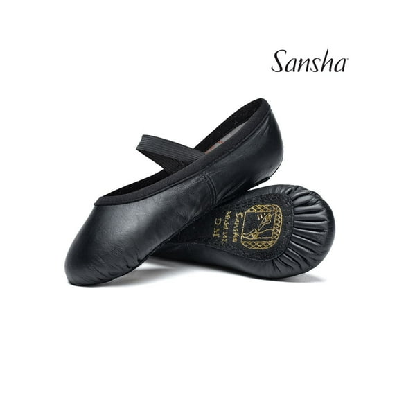 Sansha @MONTREAL S141Lc Youth Ballet Shoes, An Arch-Enhancing Slipper for a "Perfect Arch" Line (2-Pack), Black, Size K M