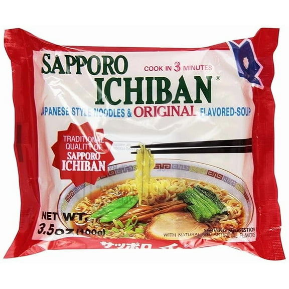 Pack of 2 Sapporo Ichiban Japanese Style Noodles & Original Flavored Soup, 3.5 Oz