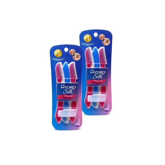 Pack of 2 - Schick Hydro Silk Touch-Up Dermaplaning Tool with Precision Cover Exfoliating Face & Eyebrow Razor 3 count Packaging May Vary